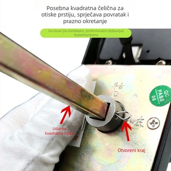 Zaključna šipka, kvadratna šipka, cinkova zlitina, moderni minimalistički stil, za različite brave vrata