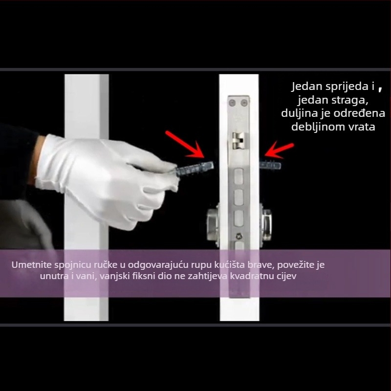 Zaključna šipka, kvadratna šipka, cinkova zlitina, moderni minimalistički stil, za različite brave vrata