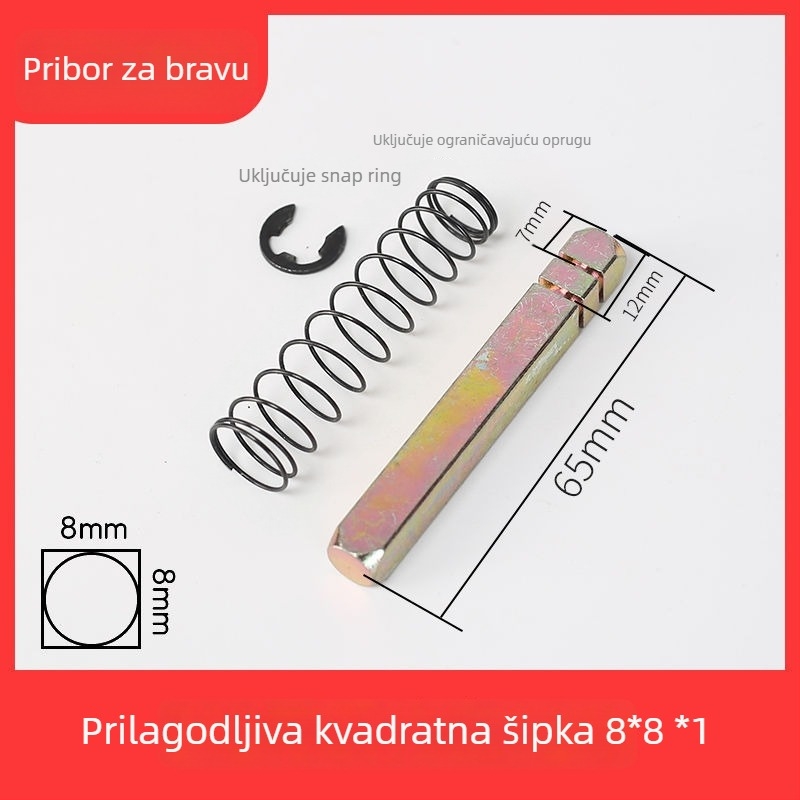 Zaključna šipka, kvadratna šipka, cinkova zlitina, moderni minimalistički stil, za različite brave vrata
