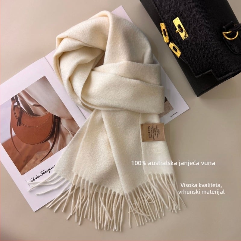 Qianzhu 100% vuneni šal za žene, warp-knit pletenje, topao zimski stil 2025