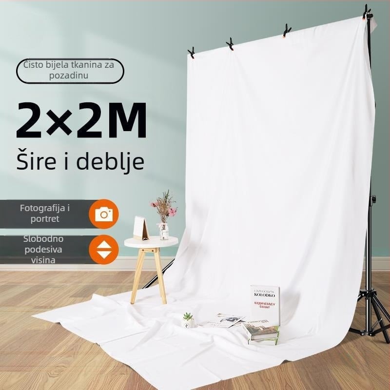 Bijela pozadina od platna za studijsko fotografiranje, debela tkanina, za portrete i fotografije mrtve prirode