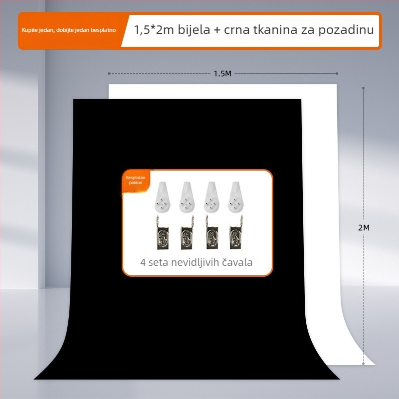 Bijela pozadina od platna za studijsko fotografiranje, debela tkanina, za portrete i fotografije mrtve prirode