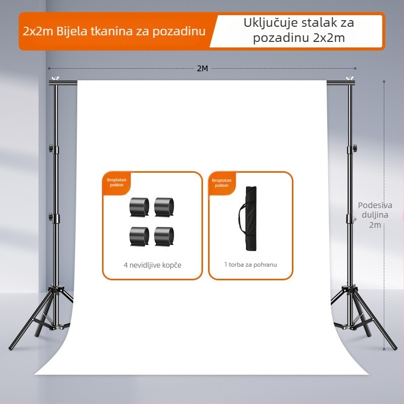 Bijela pozadina od platna za studijsko fotografiranje, debela tkanina, za portrete i fotografije mrtve prirode