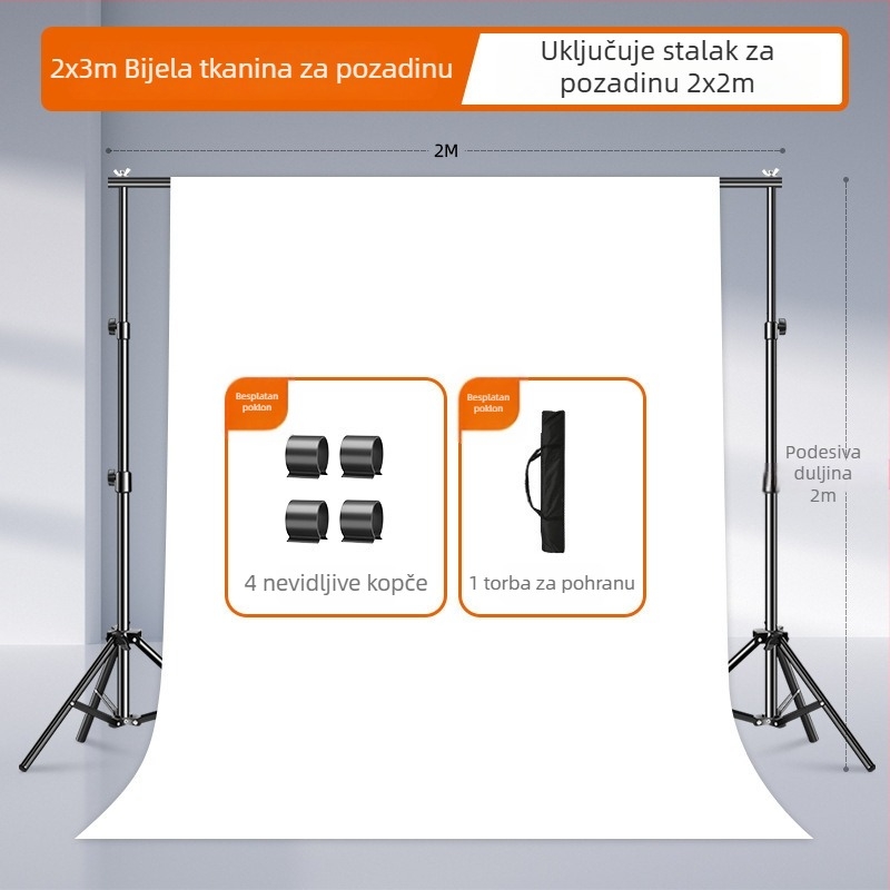 Bijela pozadina od platna za studijsko fotografiranje, debela tkanina, za portrete i fotografije mrtve prirode