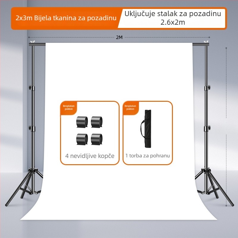 Bijela pozadina od platna za studijsko fotografiranje, debela tkanina, za portrete i fotografije mrtve prirode