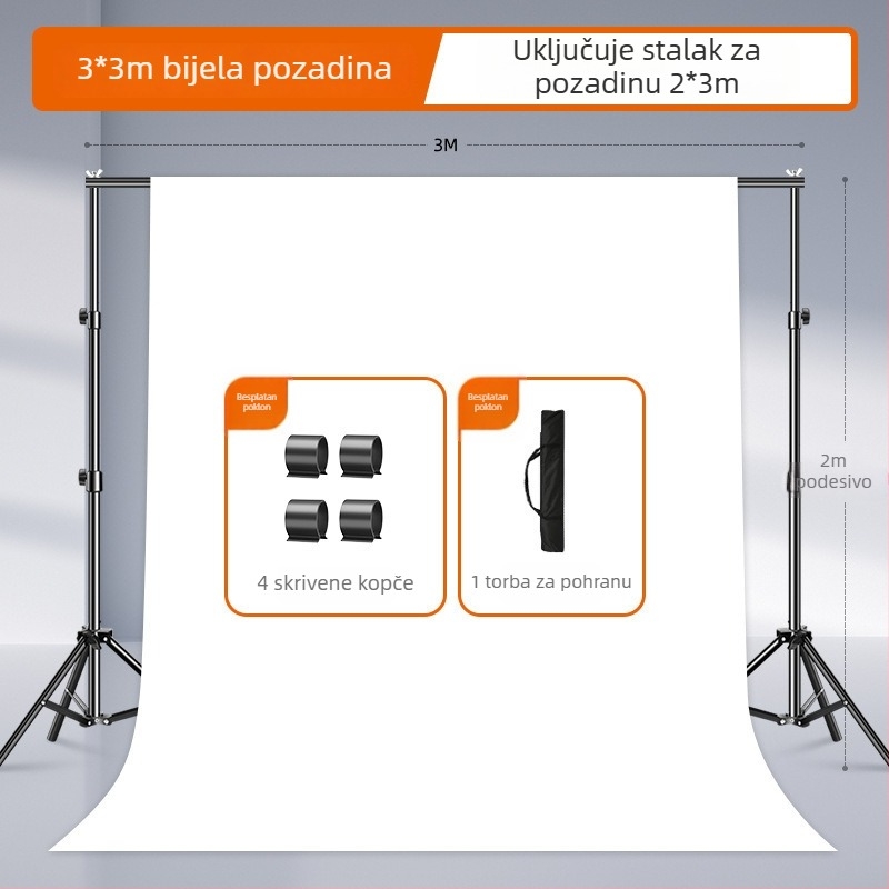 Bijela pozadina od platna za studijsko fotografiranje, debela tkanina, za portrete i fotografije mrtve prirode