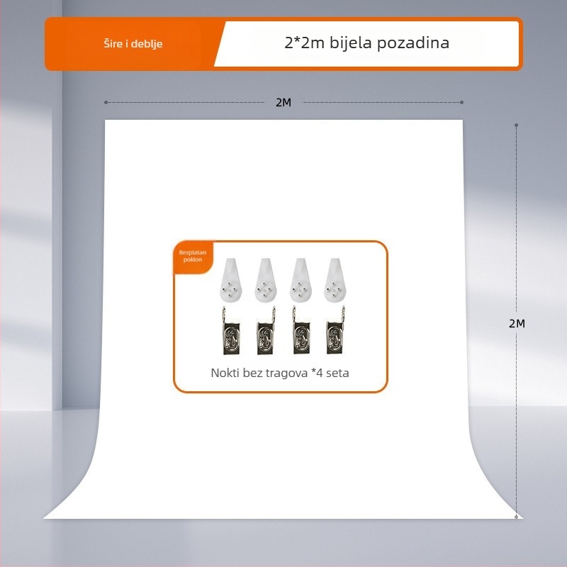 Bijela pozadina od platna za studijsko fotografiranje, debela tkanina, za portrete i fotografije mrtve prirode