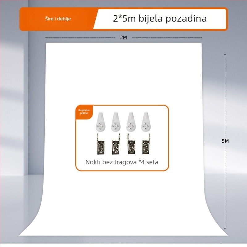Bijela pozadina od platna za studijsko fotografiranje, debela tkanina, za portrete i fotografije mrtve prirode