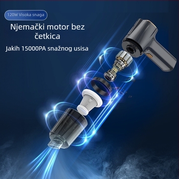 Ručni bežični usisavač za auto, s usisnom snagom 11000 Pa, napon 7,4 V, snaga 120 W, model 3101, funkcija za naduhivanje i LED rasvjetu.