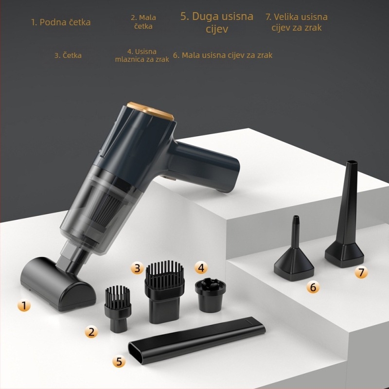 Ručni bežični usisavač za auto, s usisnom snagom 11000 Pa, napon 7,4 V, snaga 120 W, model 3101, funkcija za naduhivanje i LED rasvjetu.