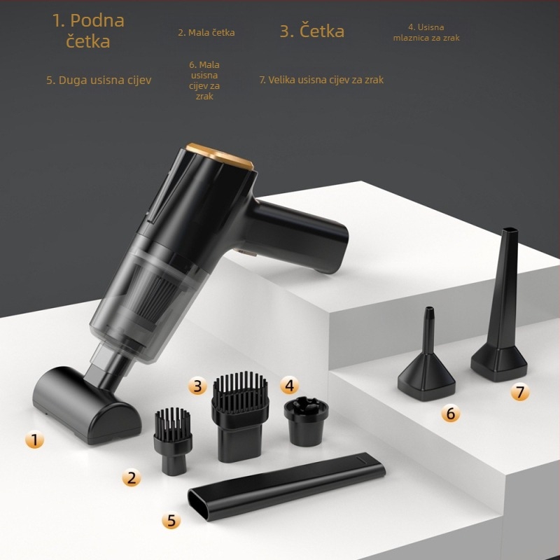 Ručni bežični usisavač za auto, s usisnom snagom 11000 Pa, napon 7,4 V, snaga 120 W, model 3101, funkcija za naduhivanje i LED rasvjetu.