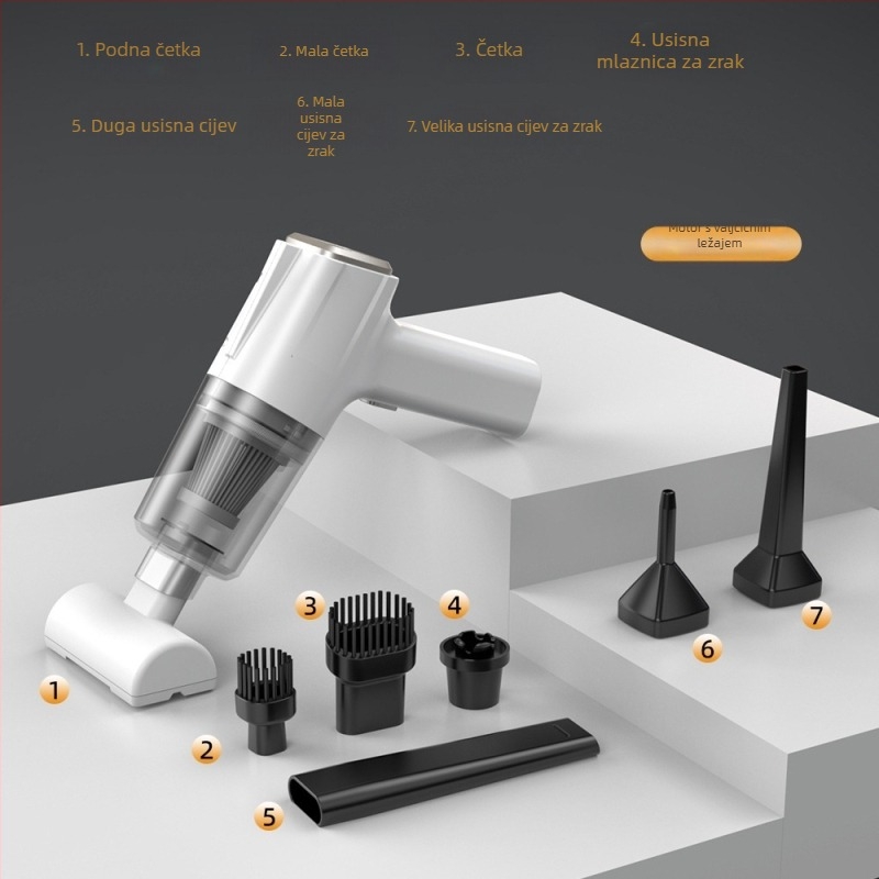 Ručni bežični usisavač za auto, s usisnom snagom 11000 Pa, napon 7,4 V, snaga 120 W, model 3101, funkcija za naduhivanje i LED rasvjetu.