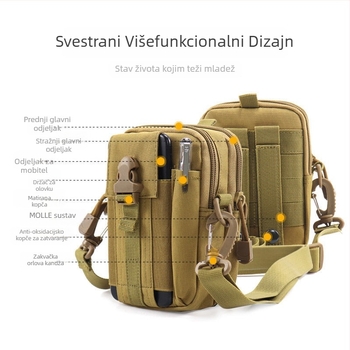 Muška taktička pojasna torba za telefon, višefunkcionalna vanjska torba, Oxford platno, za biciklizam