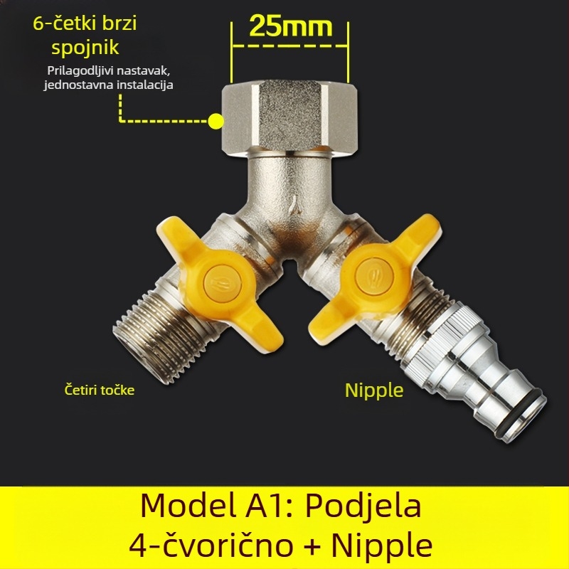 Bakarni kuglasti ventil s Unija Tee spojem, navojni, 25 mm glavni, 20 mm grana, 100°C