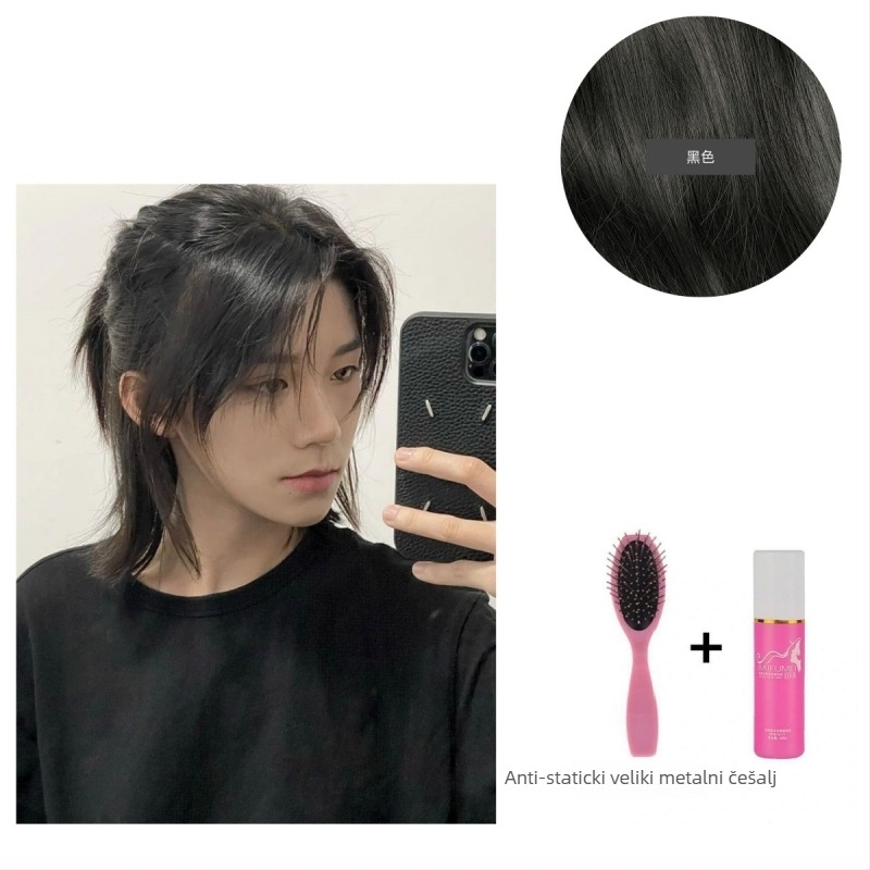 Muška perika Hanfu – drevni stil, duga kosa, visoka repa, potpuno pokriće glave, termički otporna sintetička vlakna