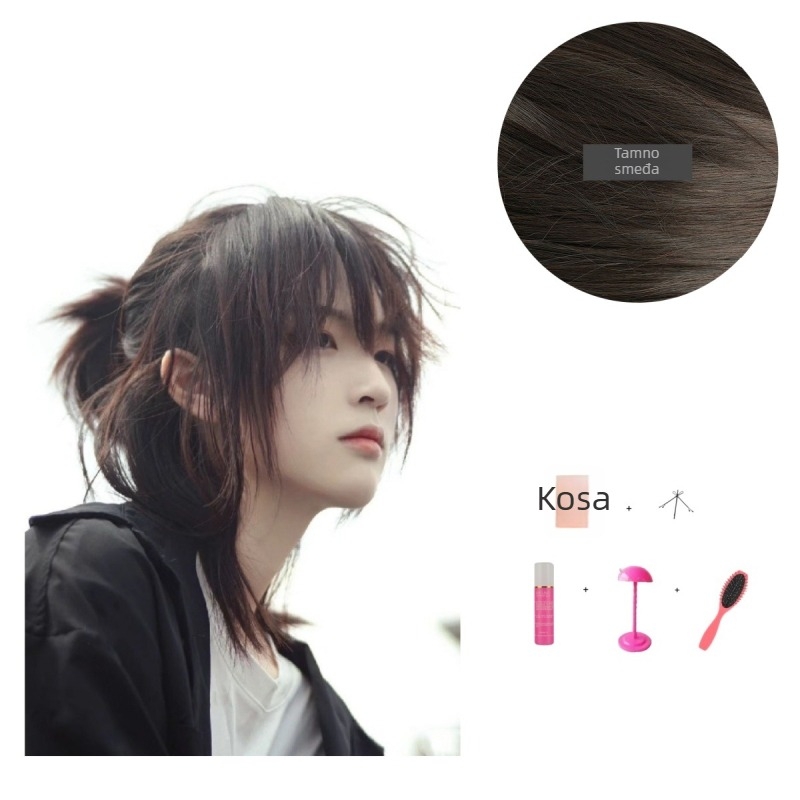 Muška perika Hanfu – drevni stil, duga kosa, visoka repa, potpuno pokriće glave, termički otporna sintetička vlakna