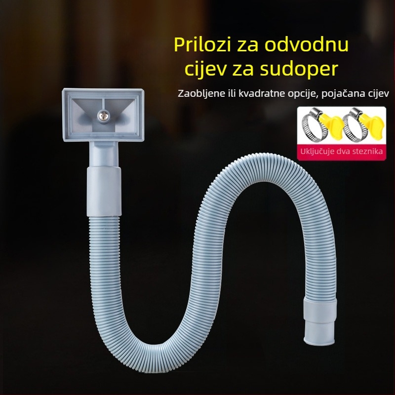 Cijev za preljev kuhinjskog sudopera, 3-putnik odvod, za jedno i dvostruko korito, ABS+ EVA, CE certifikat