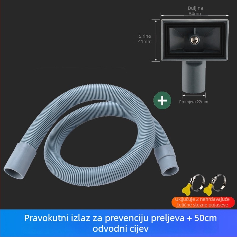 Cijev za preljev kuhinjskog sudopera, 3-putnik odvod, za jedno i dvostruko korito, ABS+ EVA, CE certifikat