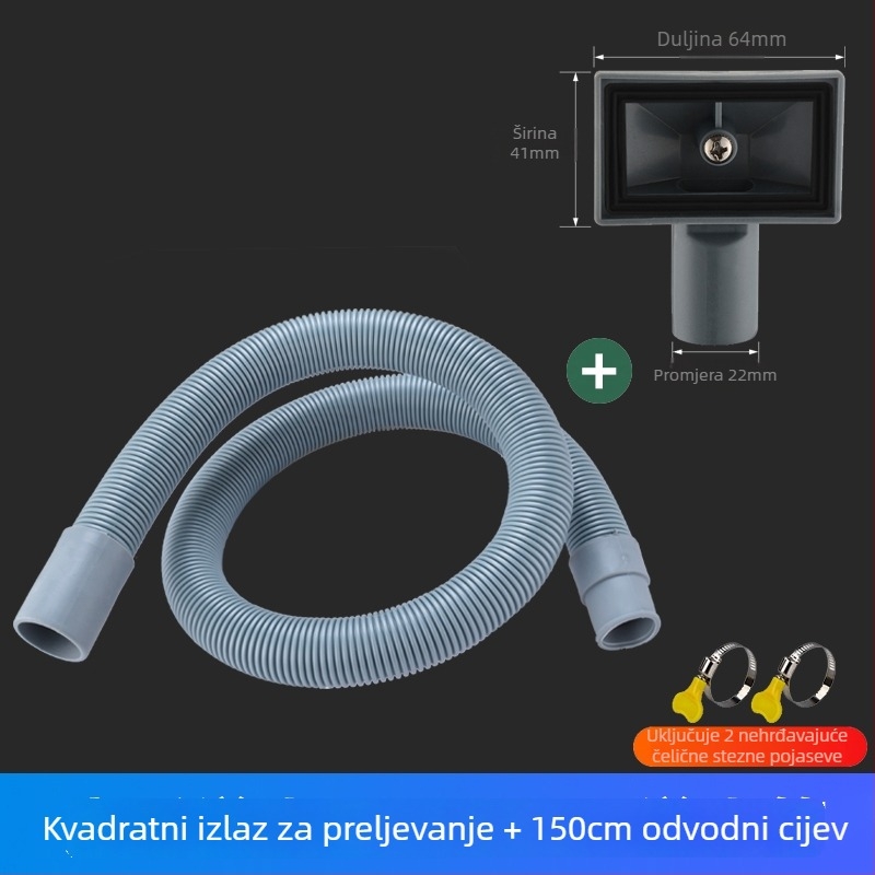 Cijev za preljev kuhinjskog sudopera, 3-putnik odvod, za jedno i dvostruko korito, ABS+ EVA, CE certifikat