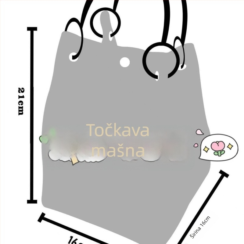 Ženska pletena tote torba s cartoon motivom, poliesterska tkanina, ovalni oblik, zaključavanje, unutarnja džep za prijenosno računalo