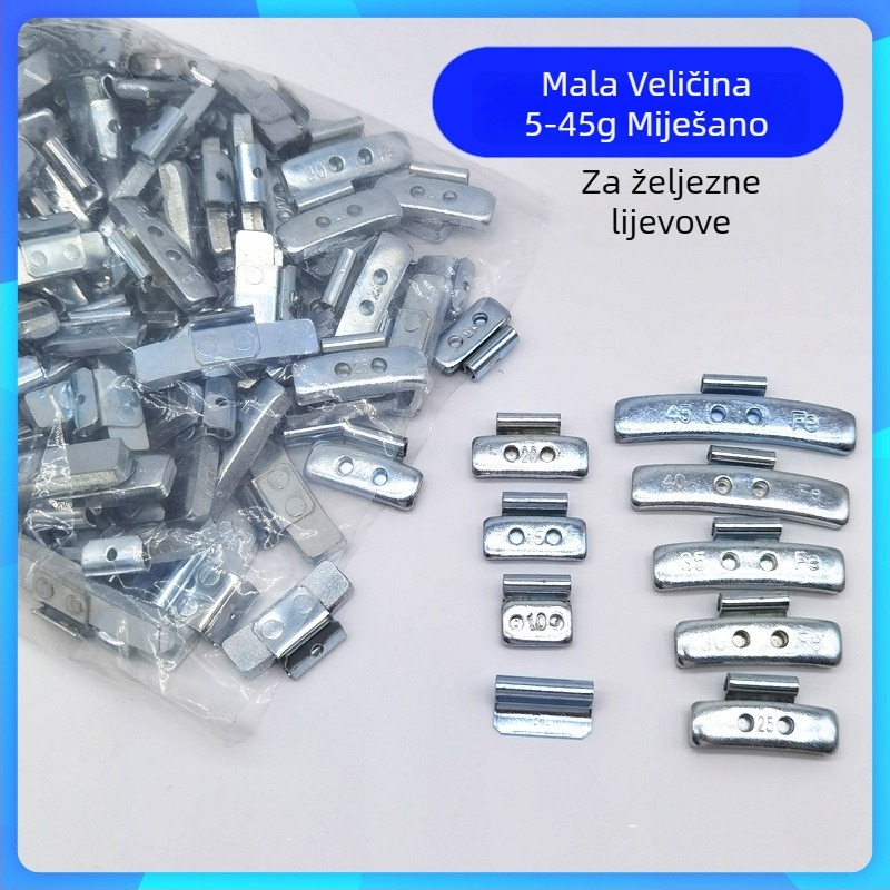 Skup blokova za balansiranje automobilskih guma s miješanima veličinama otvora, aluminijska legura i čelični kuki za felne