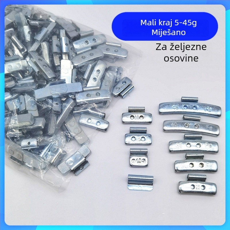 Skup blokova za balansiranje automobilskih guma s miješanima veličinama otvora, aluminijska legura i čelični kuki za felne