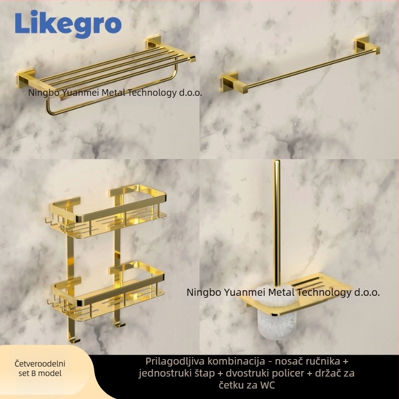 Držač za ručnike od aluminijske legure, zidni kupaonski set marke Lanke — pristupačan luksuz, setovi od 2 do 6 komada