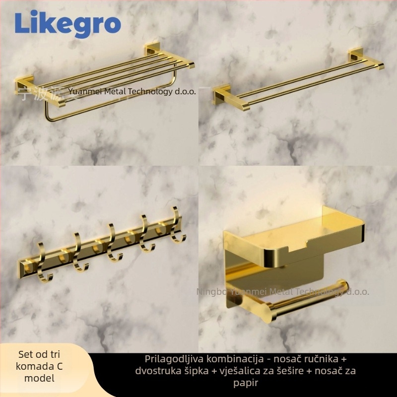 Držač za ručnike od aluminijske legure, zidni kupaonski set marke Lanke — pristupačan luksuz, setovi od 2 do 6 komada