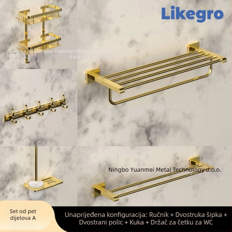 Držač za ručnike od aluminijske legure, zidni kupaonski set marke Lanke — pristupačan luksuz, setovi od 2 do 6 komada