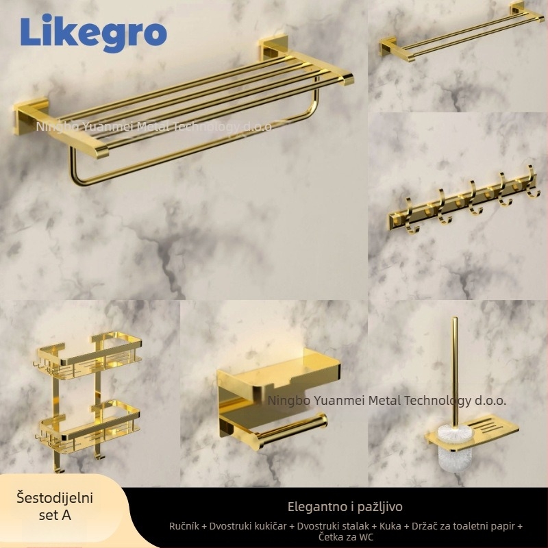 Držač za ručnike od aluminijske legure, zidni kupaonski set marke Lanke — pristupačan luksuz, setovi od 2 do 6 komada