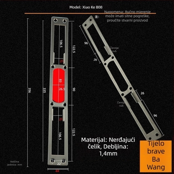 Andamia B05 tijelo brave, nehrđajući čelik, moderni minimalistički stil, pogodno za sigurnosna vrata, drvena vrata i dvorišna vrata vile