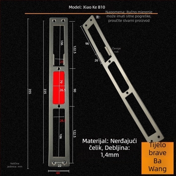 Andamia B05 tijelo brave, nehrđajući čelik, moderni minimalistički stil, pogodno za sigurnosna vrata, drvena vrata i dvorišna vrata vile