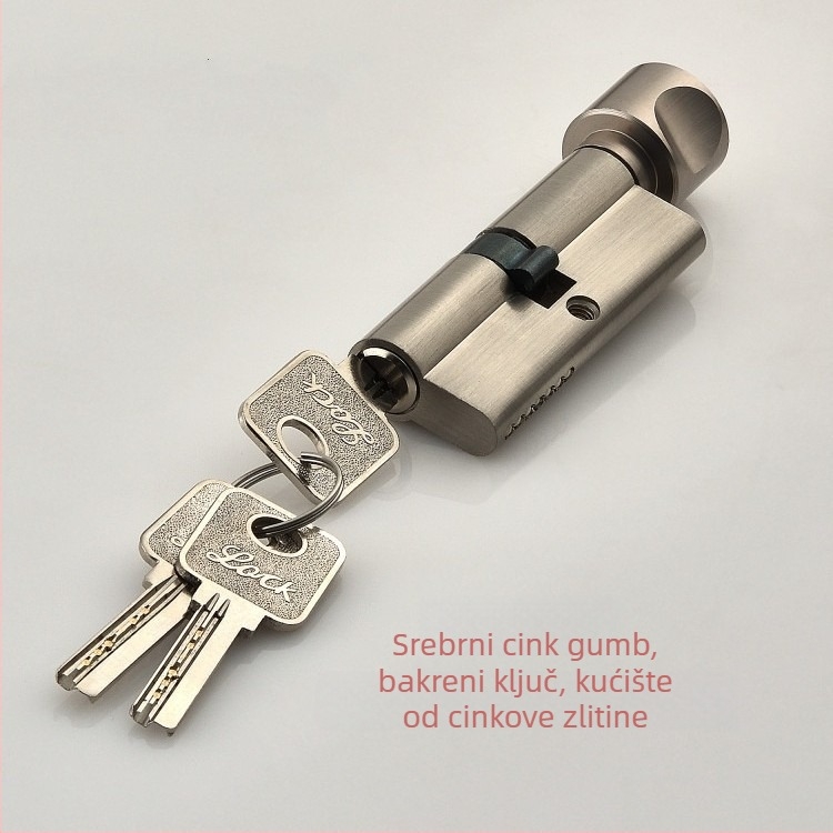 Cilindar zaključavanja za unutarnja drvena vrata — materijal: cinkova i aluminijska legura, težina 0,2 kg, stil moderni minimalistički