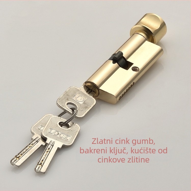 Cilindar zaključavanja za unutarnja drvena vrata — materijal: cinkova i aluminijska legura, težina 0,2 kg, stil moderni minimalistički