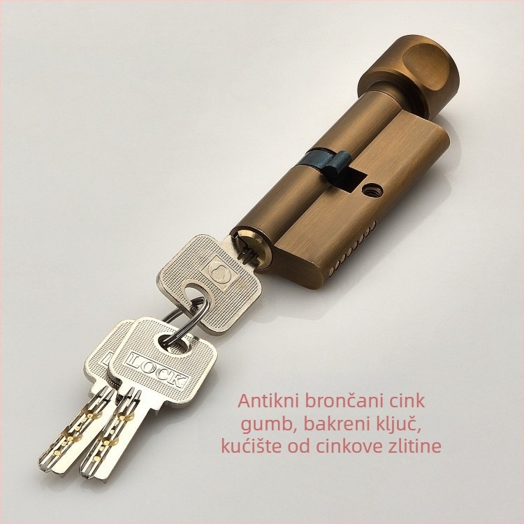 Cilindar zaključavanja za unutarnja drvena vrata — materijal: cinkova i aluminijska legura, težina 0,2 kg, stil moderni minimalistički