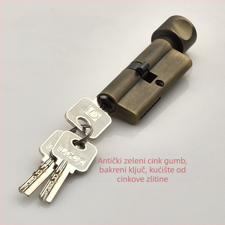 Cilindar zaključavanja za unutarnja drvena vrata — materijal: cinkova i aluminijska legura, težina 0,2 kg, stil moderni minimalistički