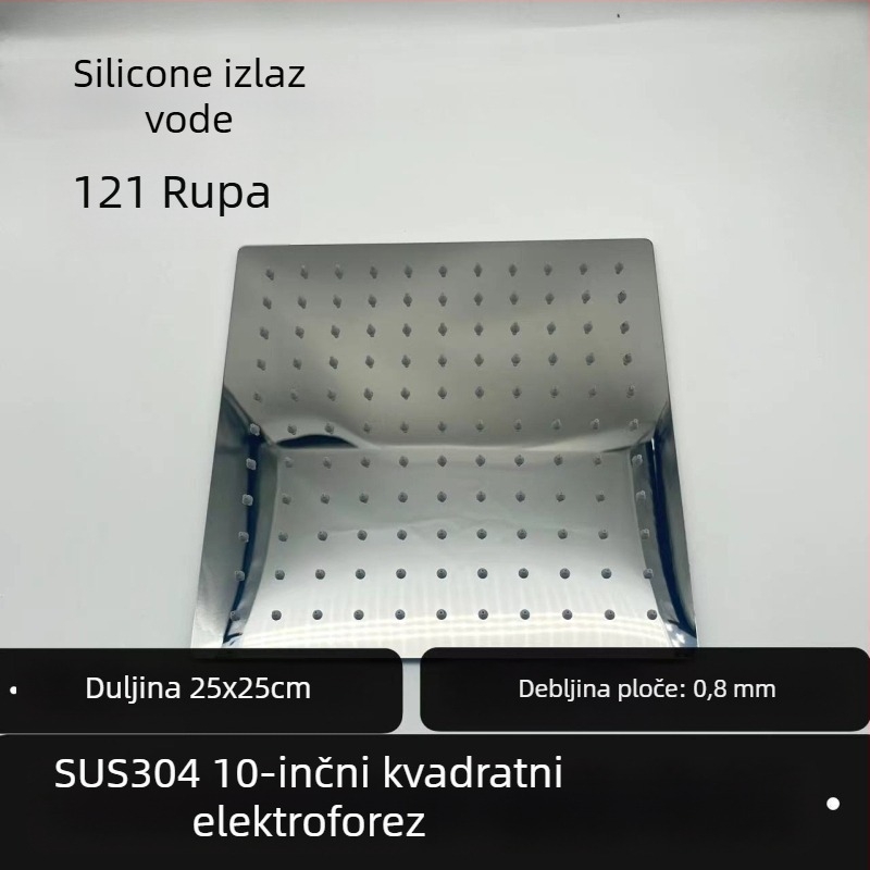 Gornja kišna tuš glava – 304 čelik, Top Spray, funkcija kiše, kvadratni univerzalni navoj