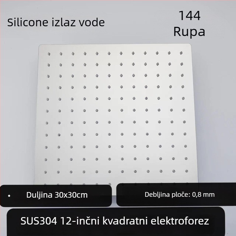 Gornja kišna tuš glava – 304 čelik, Top Spray, funkcija kiše, kvadratni univerzalni navoj