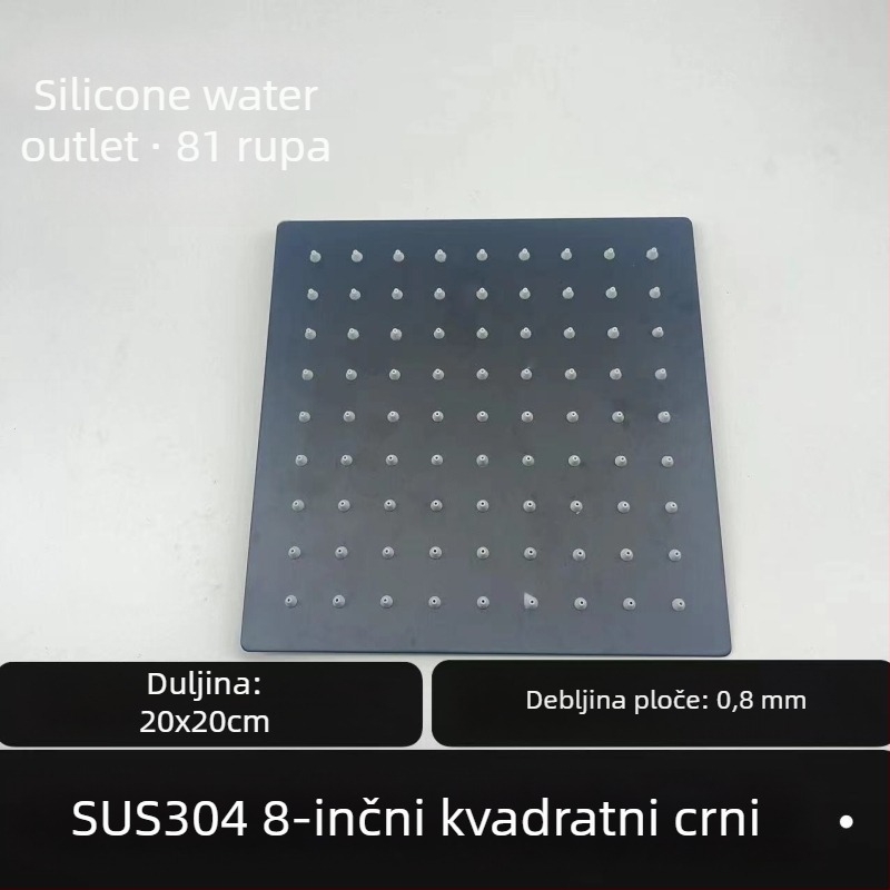 Gornja kišna tuš glava – 304 čelik, Top Spray, funkcija kiše, kvadratni univerzalni navoj