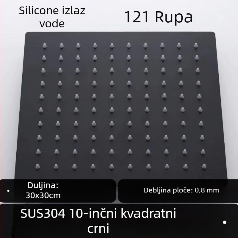 Gornja kišna tuš glava – 304 čelik, Top Spray, funkcija kiše, kvadratni univerzalni navoj