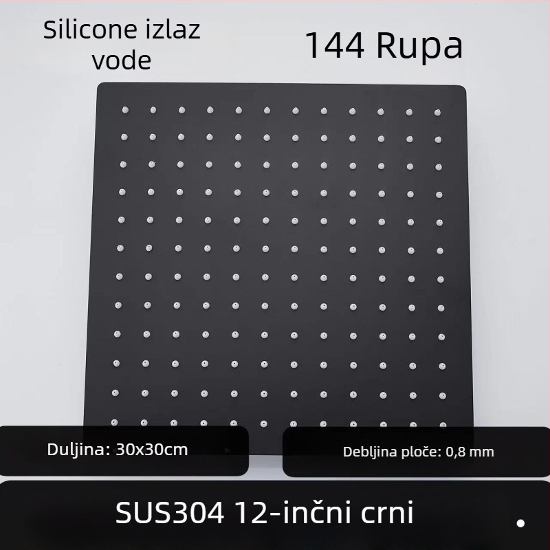 Gornja kišna tuš glava – 304 čelik, Top Spray, funkcija kiše, kvadratni univerzalni navoj