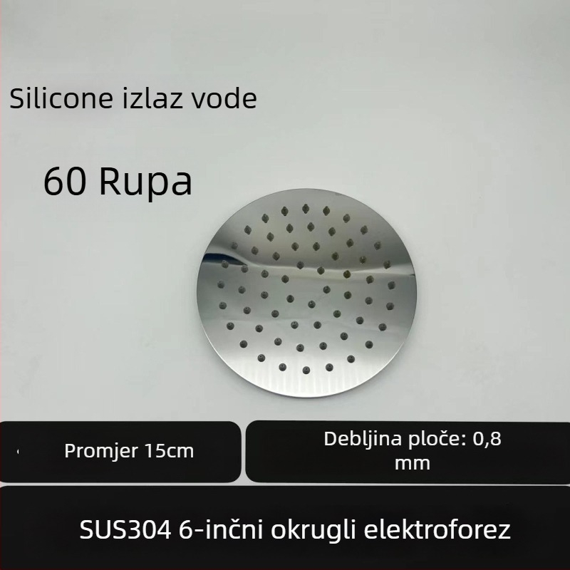 Gornja kišna tuš glava – 304 čelik, Top Spray, funkcija kiše, kvadratni univerzalni navoj