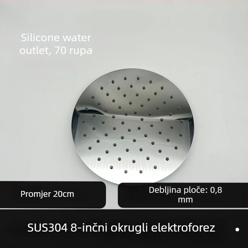 Gornja kišna tuš glava – 304 čelik, Top Spray, funkcija kiše, kvadratni univerzalni navoj