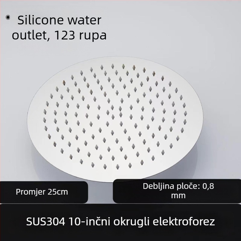 Gornja kišna tuš glava – 304 čelik, Top Spray, funkcija kiše, kvadratni univerzalni navoj