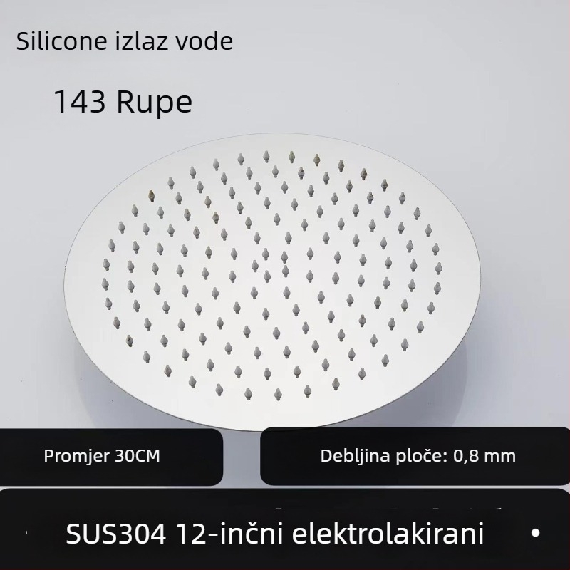 Gornja kišna tuš glava – 304 čelik, Top Spray, funkcija kiše, kvadratni univerzalni navoj
