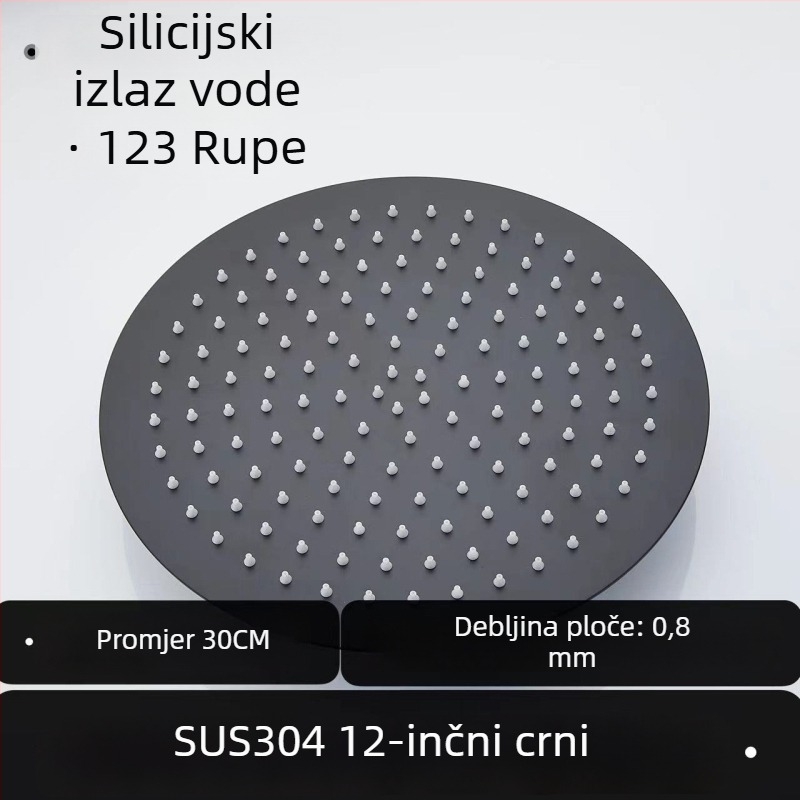 Gornja kišna tuš glava – 304 čelik, Top Spray, funkcija kiše, kvadratni univerzalni navoj