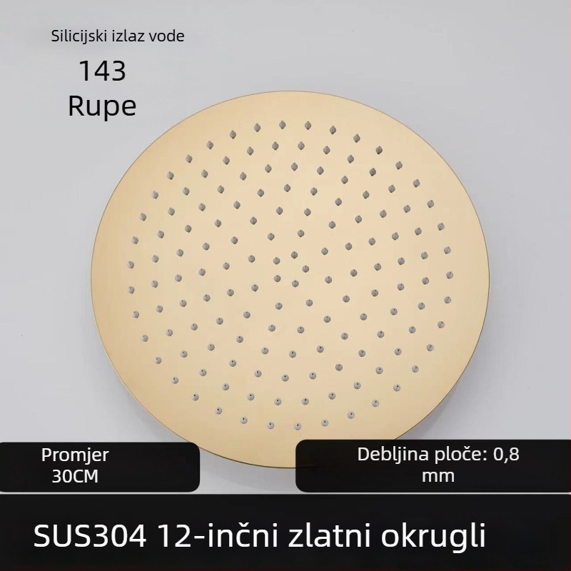 Gornja kišna tuš glava – 304 čelik, Top Spray, funkcija kiše, kvadratni univerzalni navoj