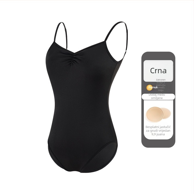 Ženski baletni leotard s tankim trakama, jedinstveni plesni kostim, materijal najlon 75%, podstava 80%, za odrasle plesače, ljetna praksa