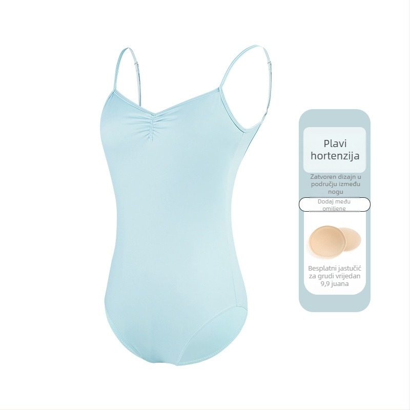 Ženski baletni leotard s tankim trakama, jedinstveni plesni kostim, materijal najlon 75%, podstava 80%, za odrasle plesače, ljetna praksa