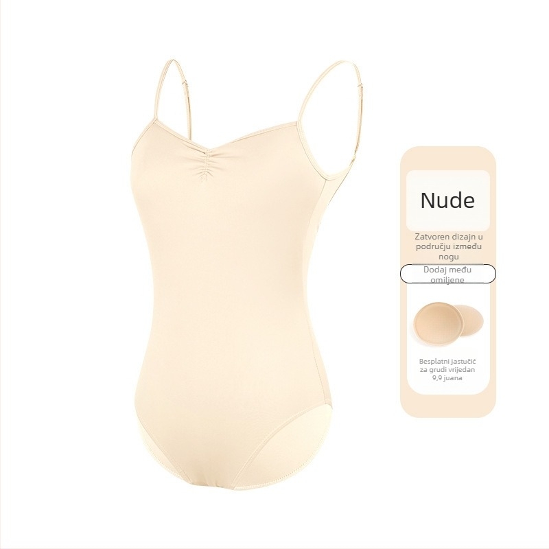 Ženski baletni leotard s tankim trakama, jedinstveni plesni kostim, materijal najlon 75%, podstava 80%, za odrasle plesače, ljetna praksa
